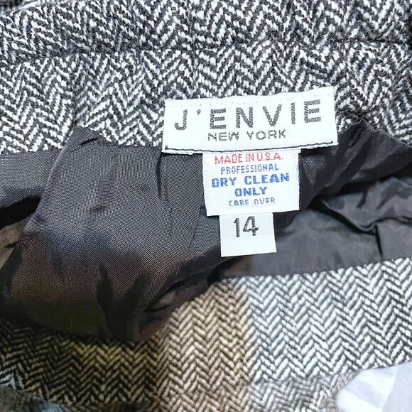 Jenvie Vintage Pants Size 14 Herringbone Straight Leg Career Trouser Academia - Picture 3 of 5